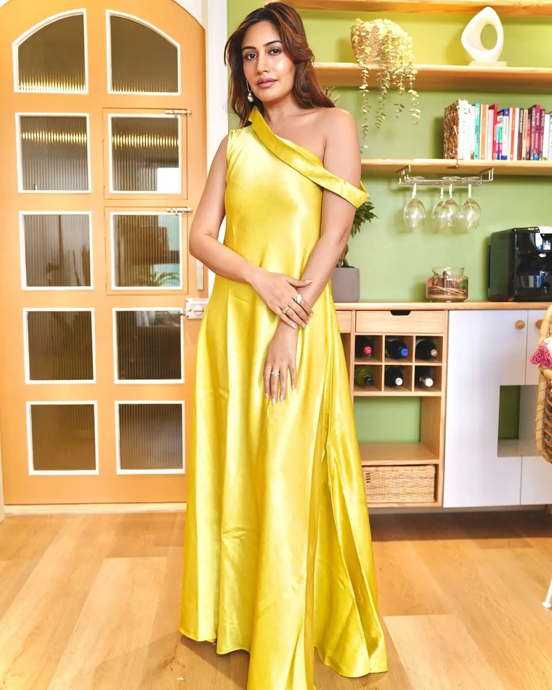 Indian Actress Surbhi Chandna in Sleeveless Yellow Gown